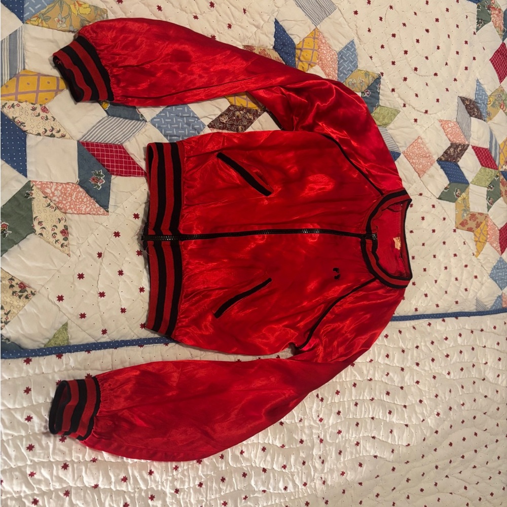 Retro, Vintage Women’s Hang Ten Red/Black Zip-Up Bomber Jacket Size Small